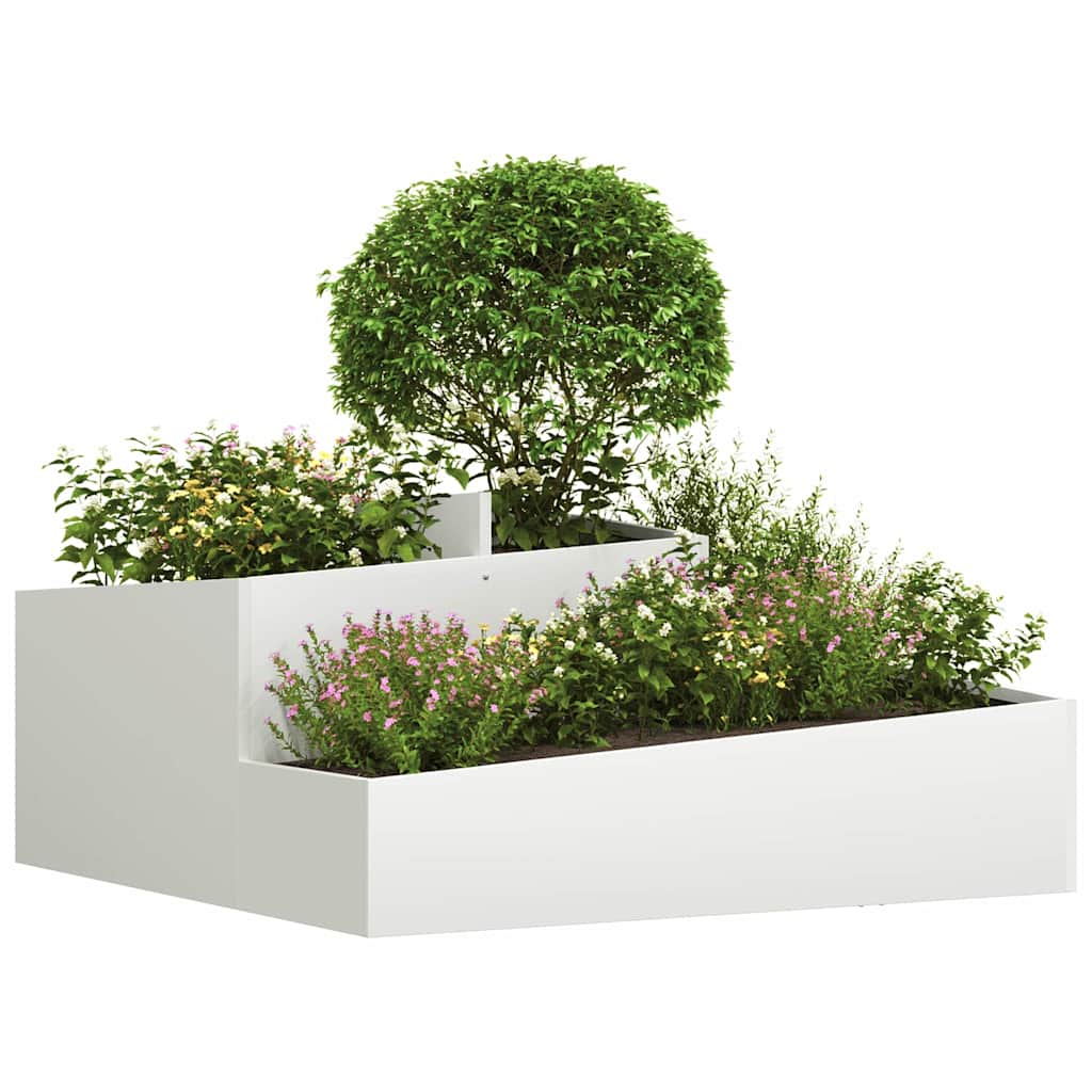 Vaso da giardino Bianco 100 x 100 x 50 cm Acciaio