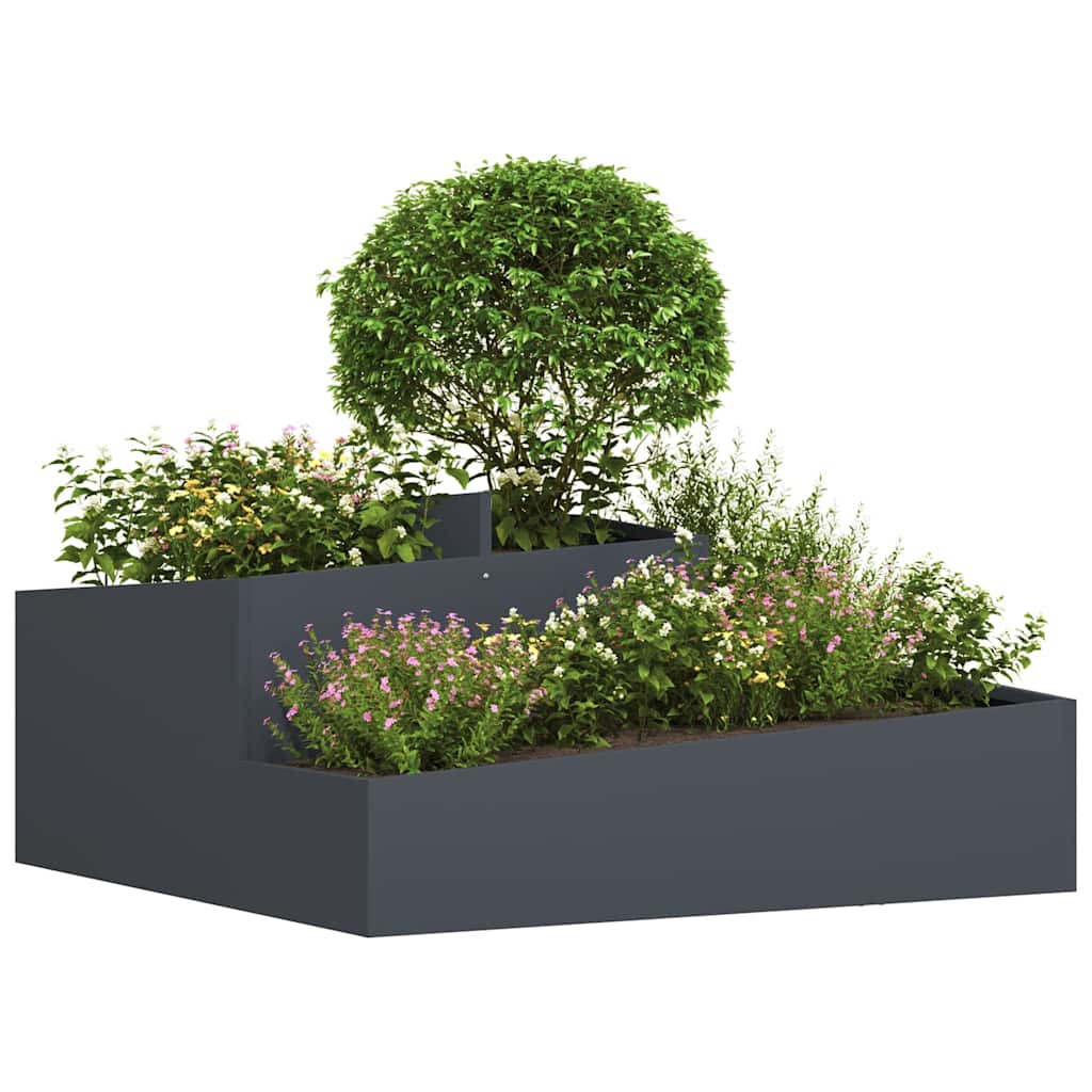 Vaso da giardino Antracite 100 x 100 x 50 cm Acciaio