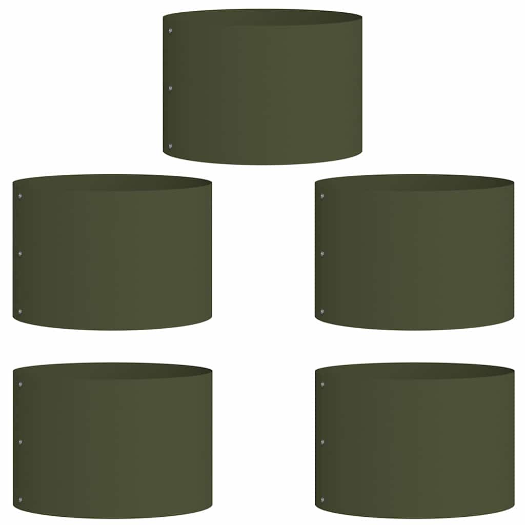 Vasi da giardino 5 pcs Oliver verde 30 x 30 x 20 cm Acciaio