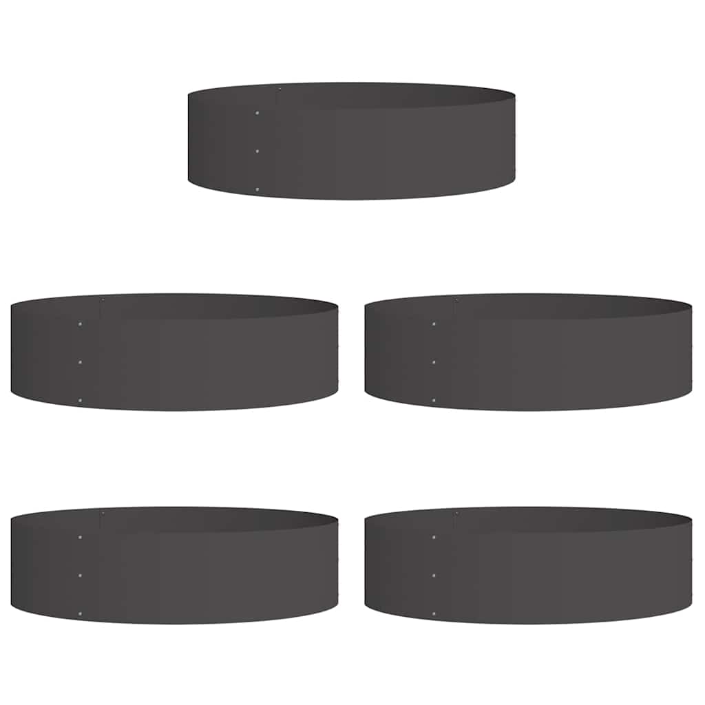 Vasi da giardino 5 pcs Nero 80 x 80 x 20 cm Acciaio