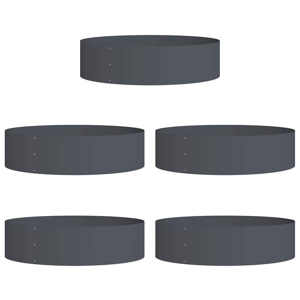 Vasi da giardino 5 pcs Antracite 80 x 80 x 20 cm Acciaio