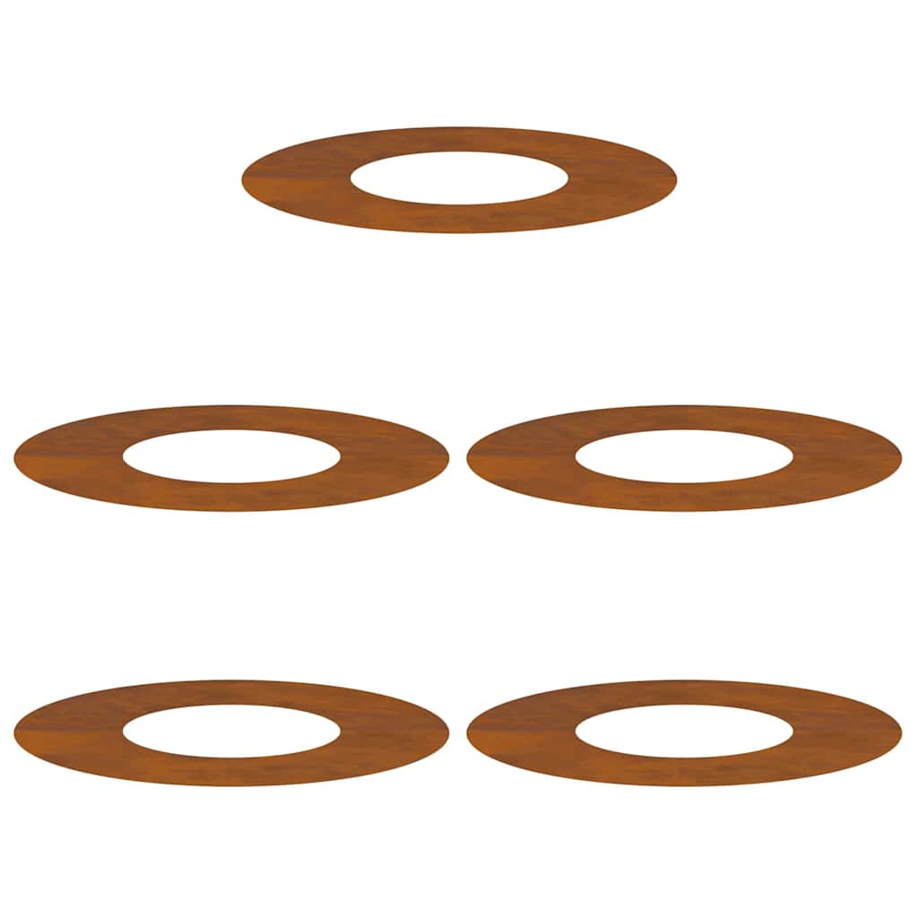 Anelli di Albero Piatto 5 pcs Marrone Ø30 / 60 cm acciaio corten