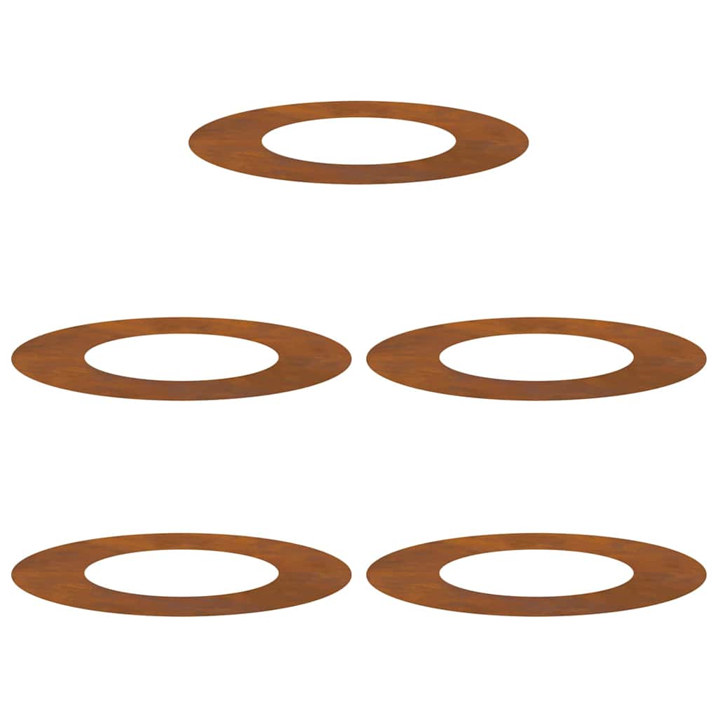 Anelli di Albero Piatto 5 pcs Marrone Ø40 / 70 cm acciaio corten