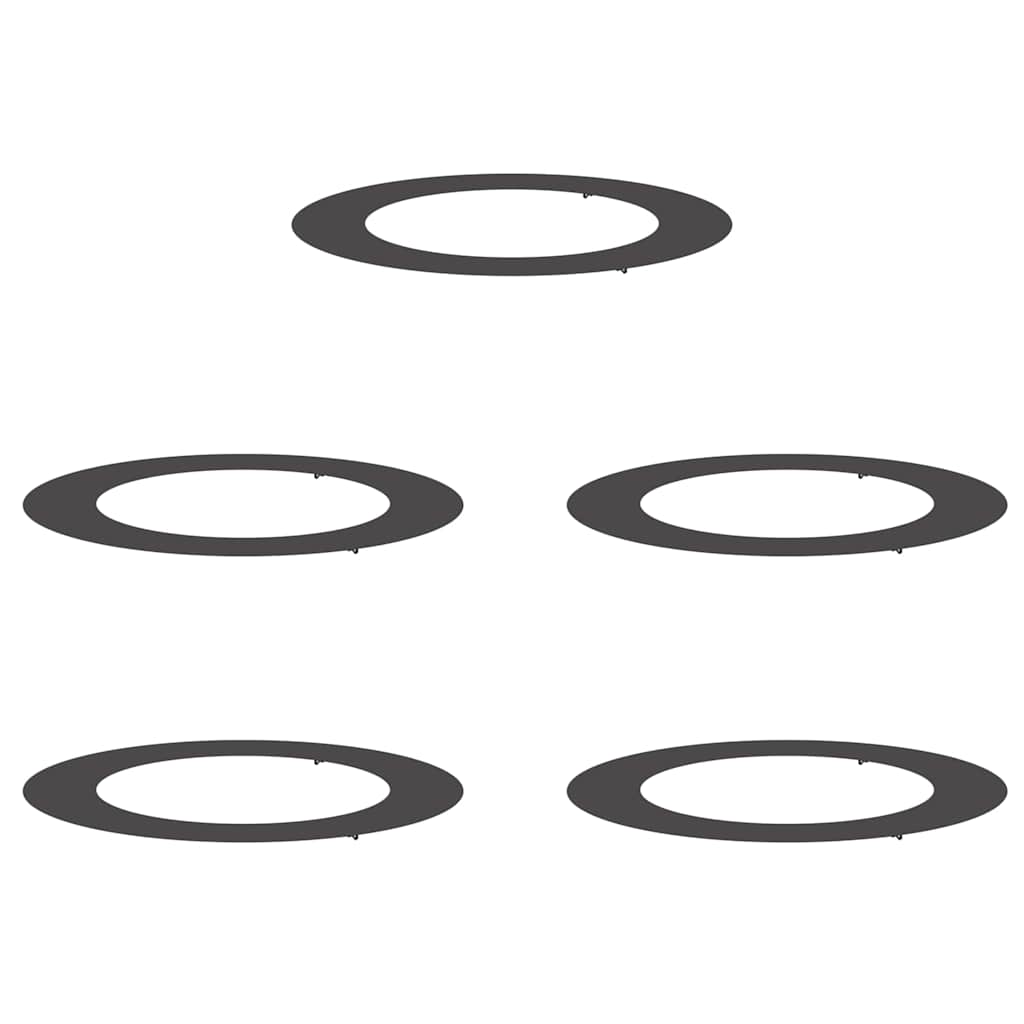 Anelli di Albero Piatto 5 pcs Nero Ø60 / 90 cm Acciaio