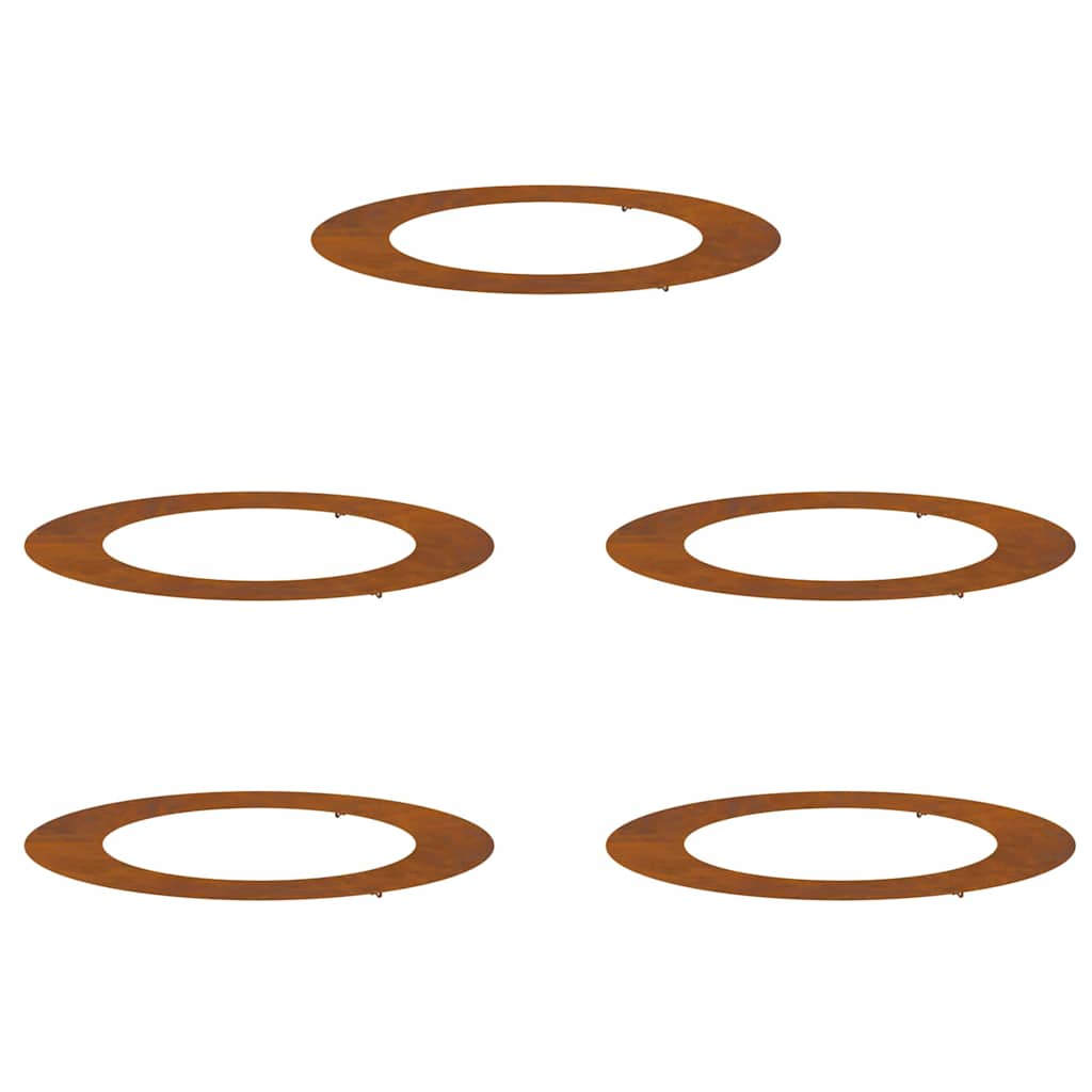 Anelli di Albero Piatto 5 pcs Marrone Ø30 / 60 cm acciaio corten