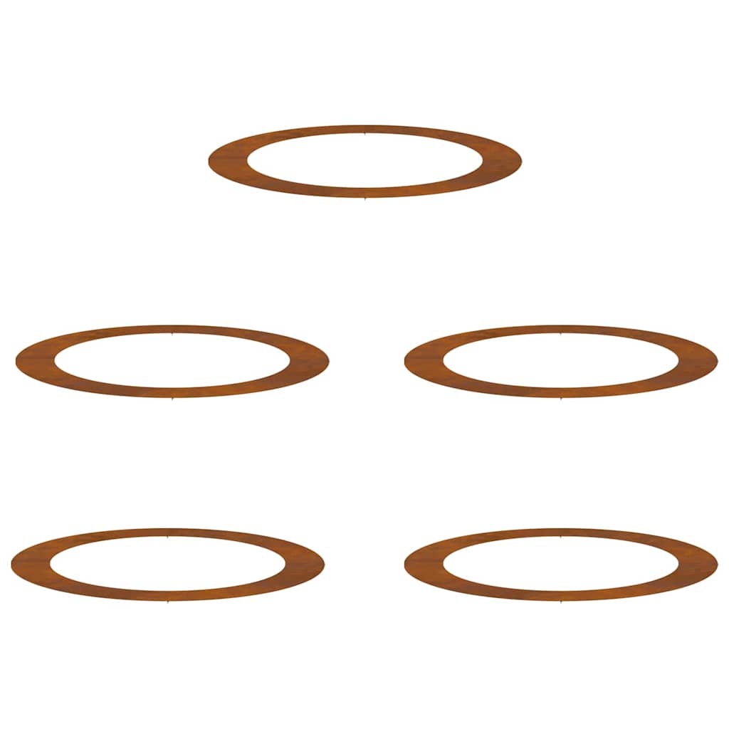 Anelli di Albero Piatto 5 pcs Marrone Ø90 / 120 cm acciaio corten