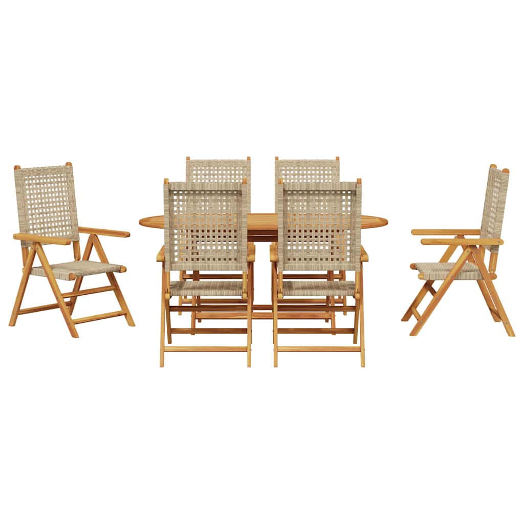 Set da Pranzo per Giardino 7 pcs Beige