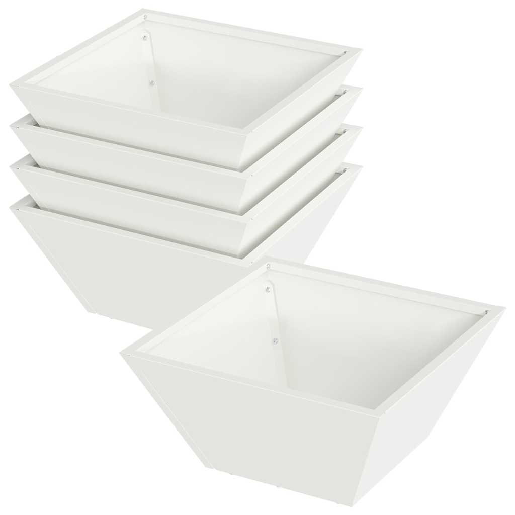 Vaso a Ciotola da Giardino 5 pcs Bianco 35 x 35 x 15 cm Acciaio