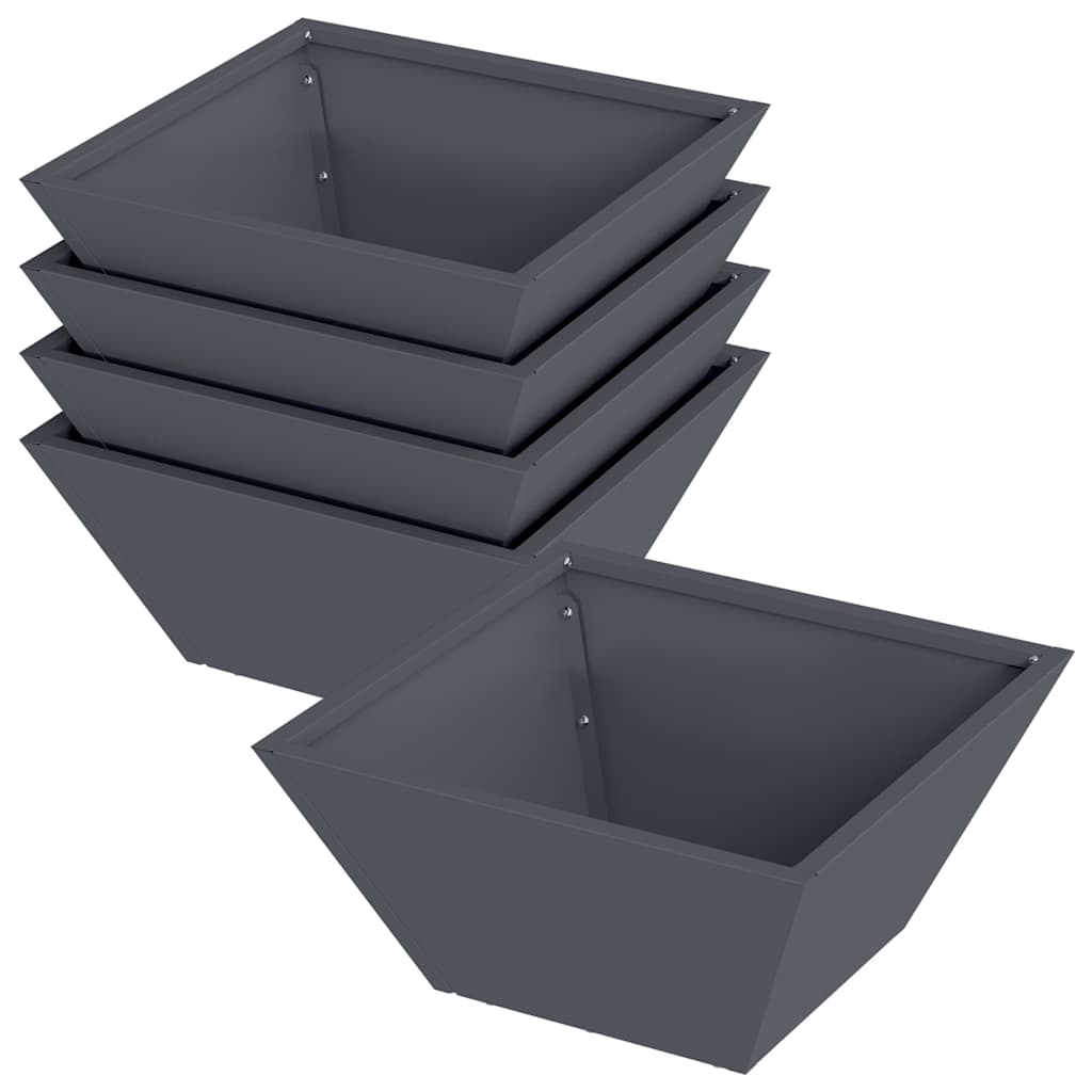 Vaso a Ciotola da Giardino 5 pcs Antracite 35 x 35 x 15 cm