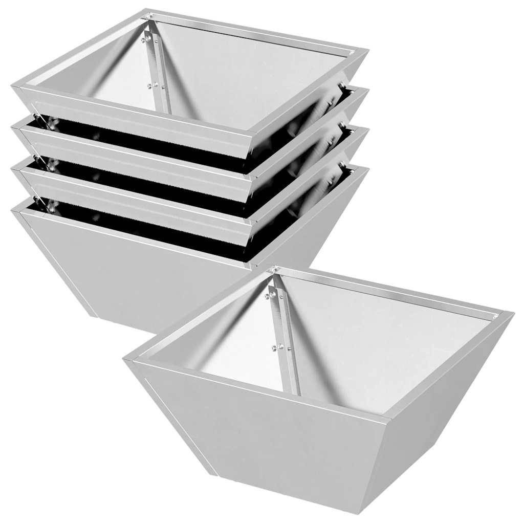 Vaso a Ciotola da Giardino 5 pcs Argento 35 x 35 x 15 cm