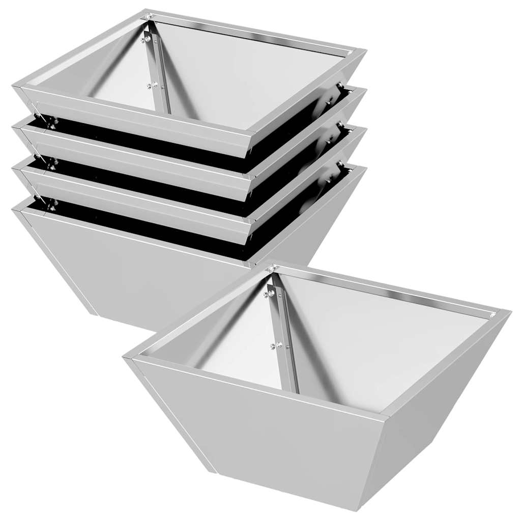 Vaso a Ciotola da Giardino 5 pcs Argento 35 x 35 x 15 cm