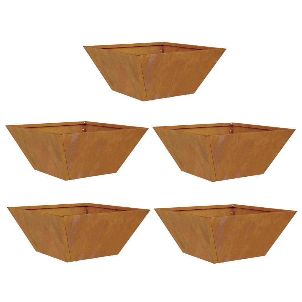 Vaso a Ciotola da Giardino 5 pcs Ruggine 35 x 35 x 15 cm