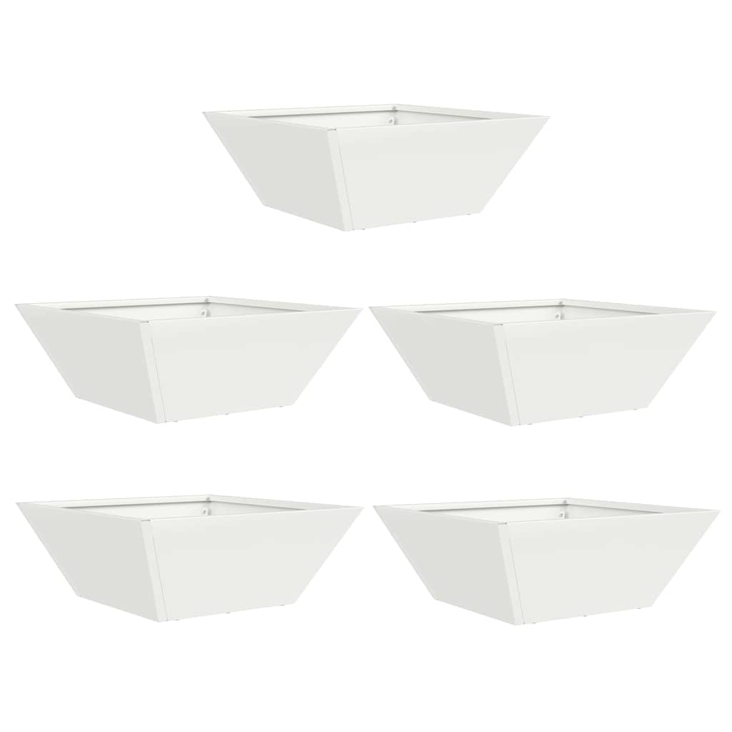 Vaso a Ciotola da Giardino 5 pcs Bianco 40 x 40 x 15 cm Acciaio