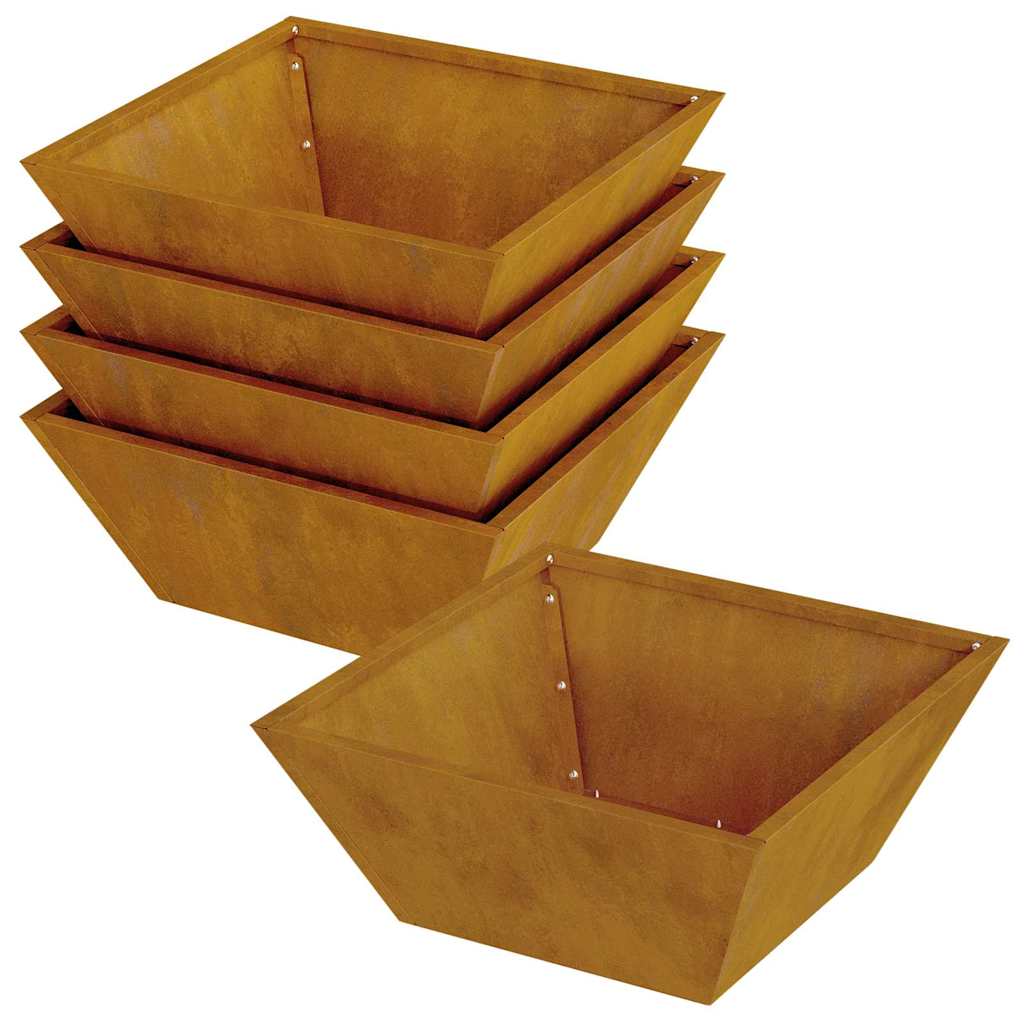 Vaso a Ciotola da Giardino 5 pcs Ruggine 40 x 40 x 15 cm