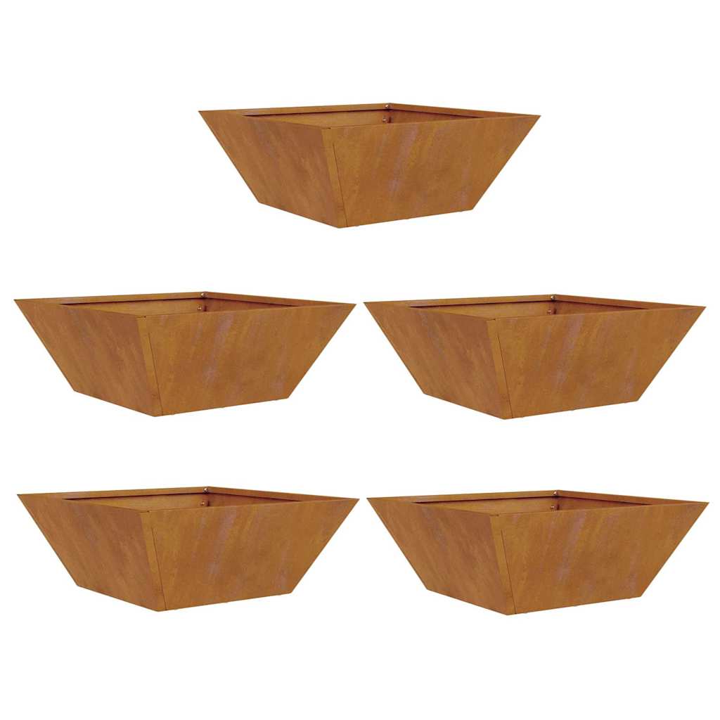 Vaso a Ciotola da Giardino 5 pcs Ruggine 40 x 40 x 15 cm