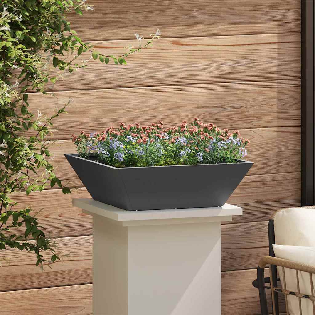 Vaso a Ciotola da Giardino Nero 50 x 50 x 15 cm Acciaio