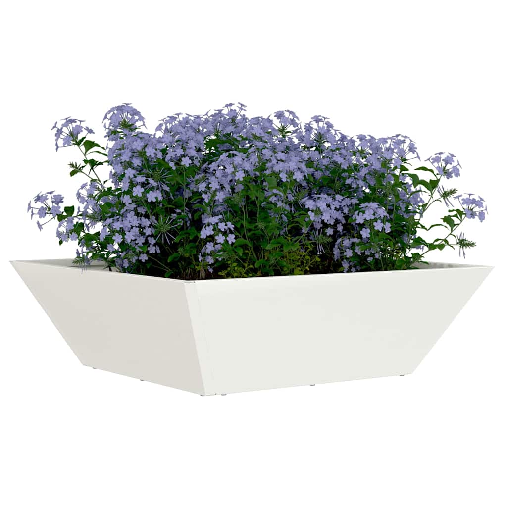 Vaso a Ciotola da Giardino Bianco 50 x 50 x 15 cm Acciaio