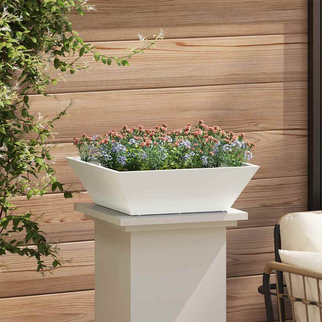Vaso a Ciotola da Giardino 5 pcs Bianco 50 x 50 x 15 cm Acciaio