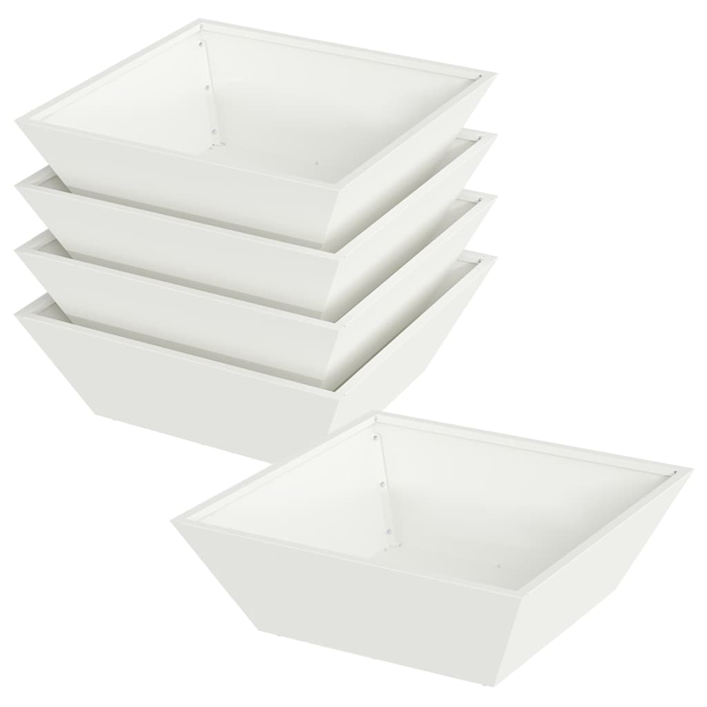 Vaso a Ciotola da Giardino 5 pcs Bianco 50 x 50 x 15 cm Acciaio