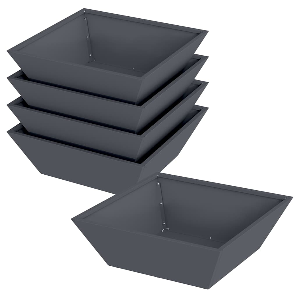 Vaso a Ciotola da Giardino 5 pcs Antracite 50 x 50 x 15 cm