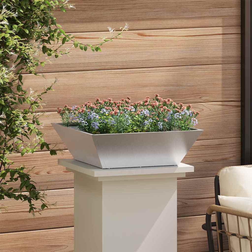 Vaso a Ciotola da Giardino Argento 50 x 50 x 15 cm