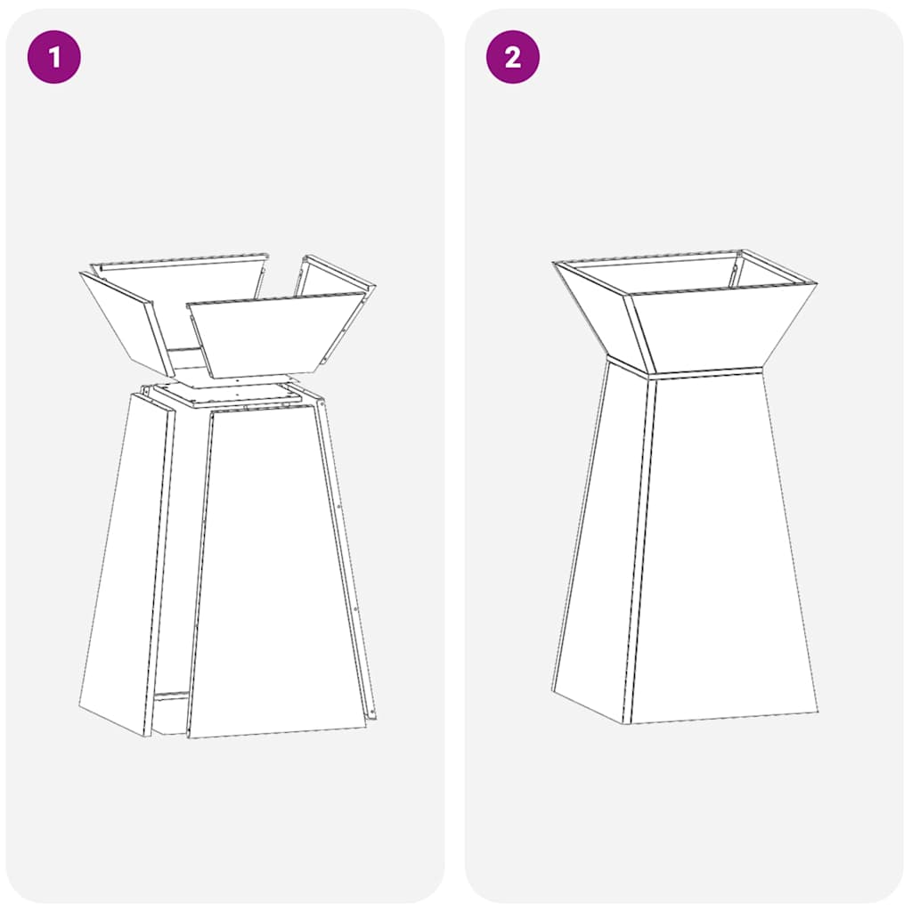 Vaso a Pilastro Nero 35 x 35 x 73 cm Acciaio