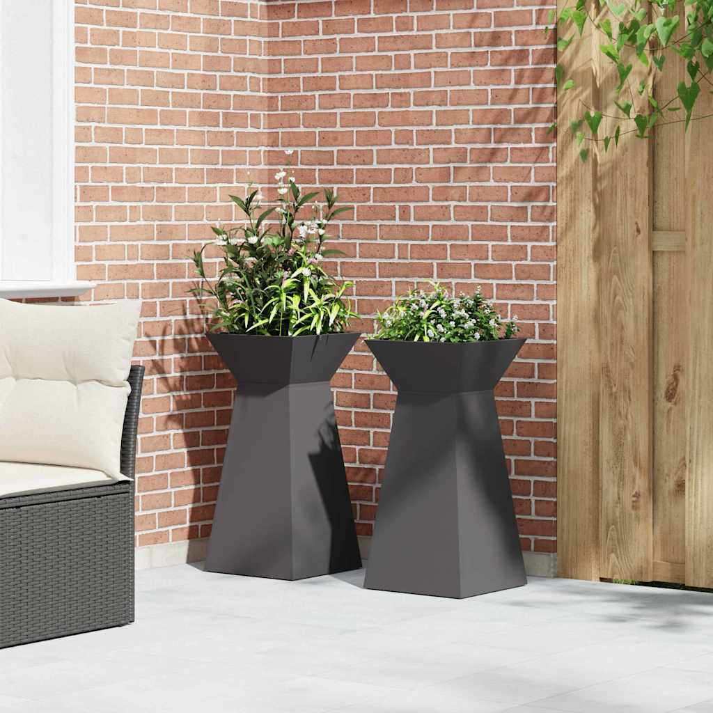 Vaso a Pilastro 2 pcs Nero 35 x 35 x 73 cm Acciaio