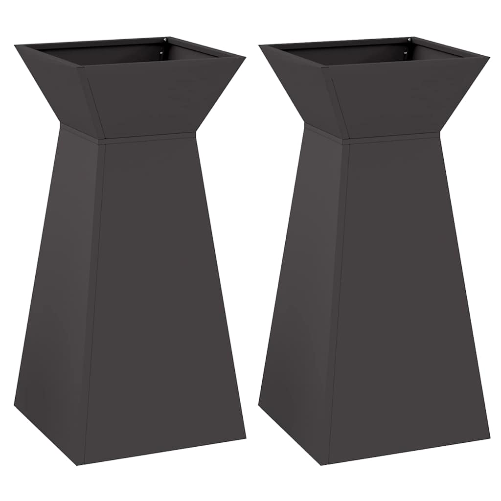Vaso a Pilastro 2 pcs Nero 35 x 35 x 73 cm Acciaio