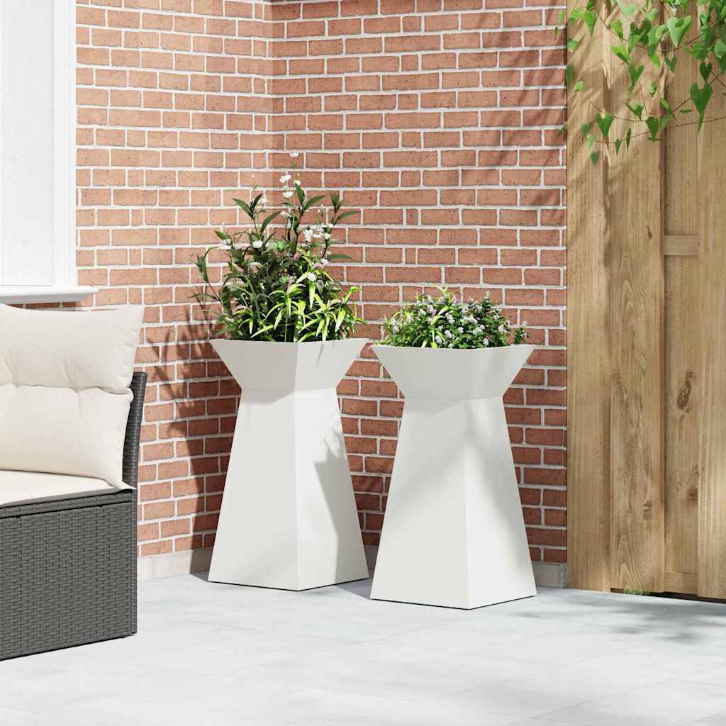 Vaso a Pilastro 2 pcs Bianco 35 x 35 x 73 cm Acciaio