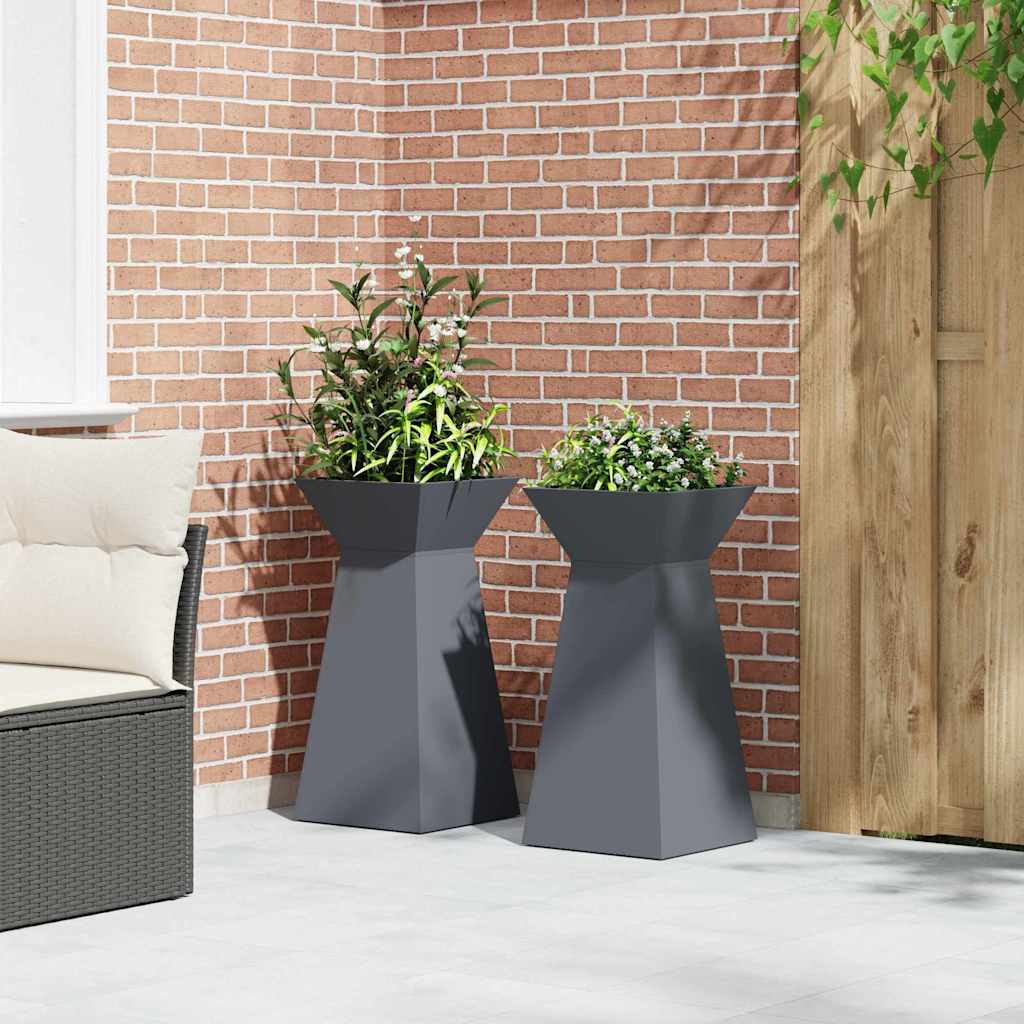 Vaso a Pilastro 2 pcs Antracite 35 x 35 x 73 cm Acciaio