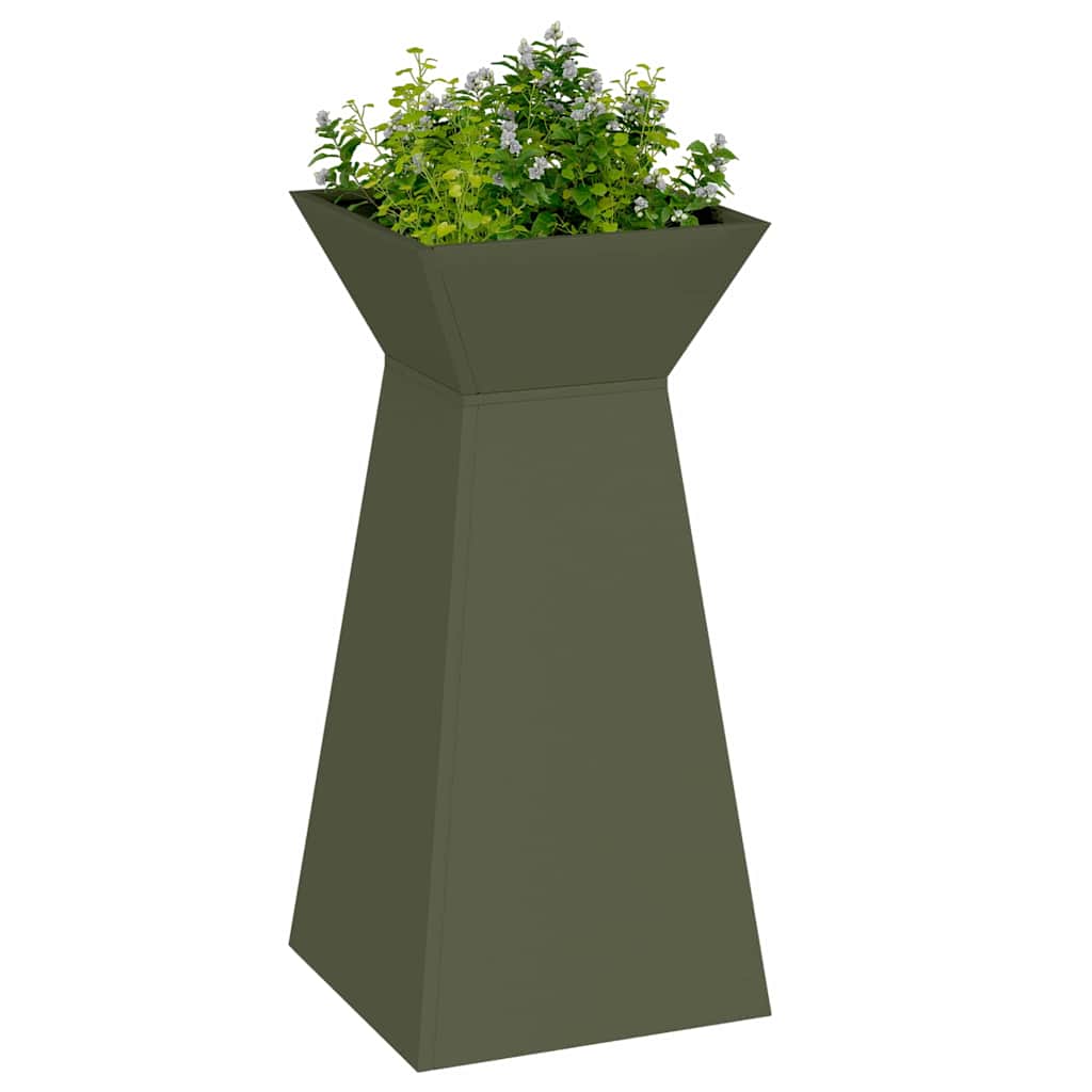 Vaso a Pilastro 2 pcs Oliva 35 x 35 x 73 cm Acciaio