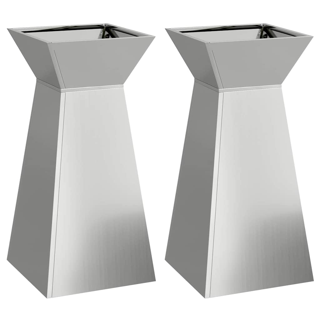 Vaso a Pilastro 2 pcs Argento 35 x 35 x 73 cm Acciaio