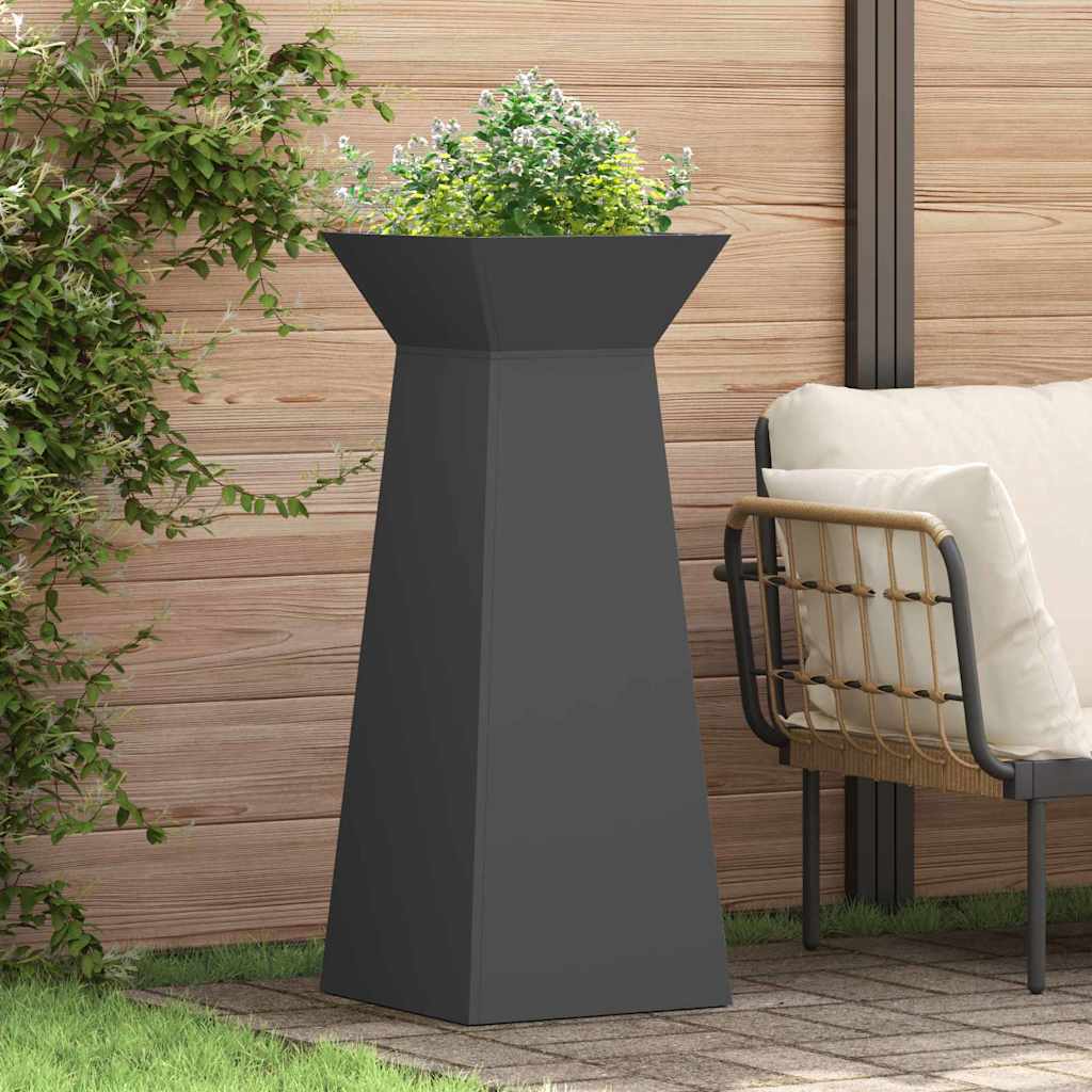 Vaso a Pilastro Nero 40 x 40 x 100 cm Acciaio