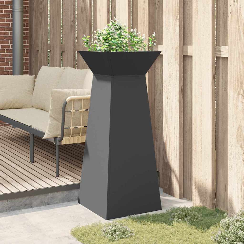 Vaso a Pilastro Nero 40 x 40 x 100 cm Acciaio