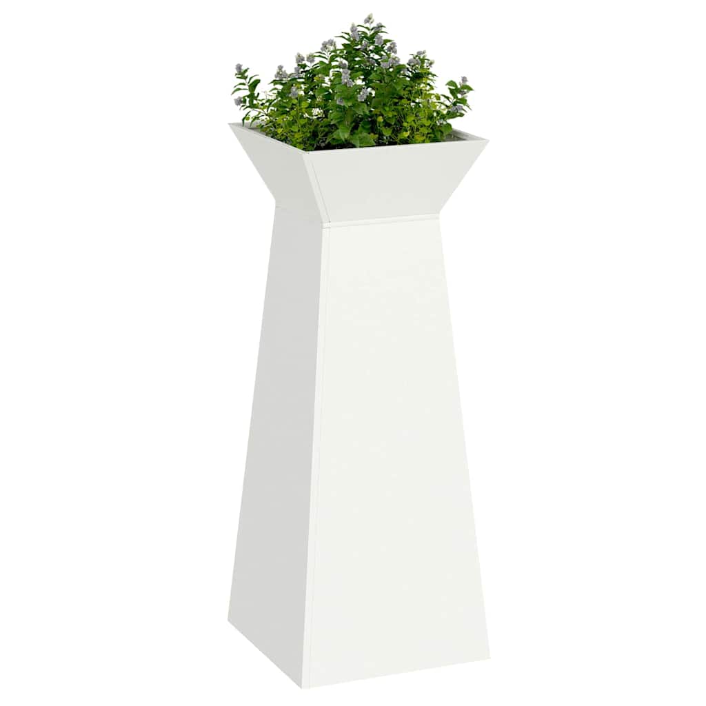 Vaso a Pilastro Bianco 40 x 40 x 100 cm Acciaio