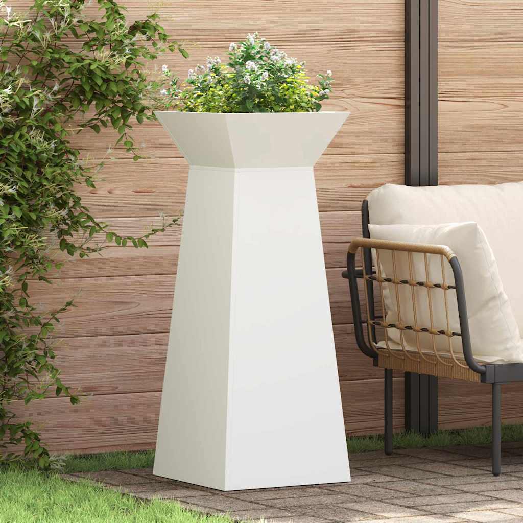 Vaso a Pilastro 2 pcs Bianco 40 x 40 x 100 cm Acciaio