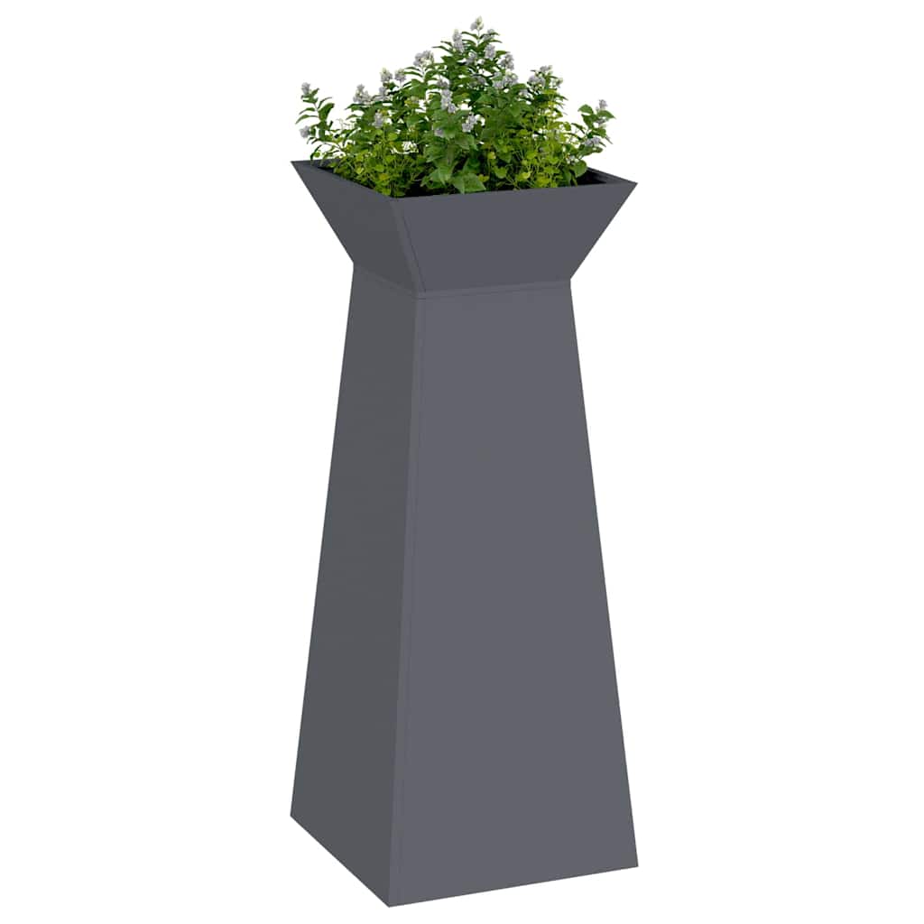 Vaso a Pilastro 2 pcs Antracite 40 x 40 x 100 cm Acciaio