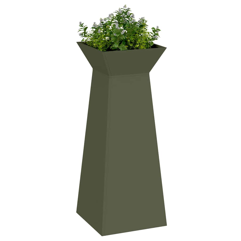 Vaso a Pilastro 2 pcs Oliva 40 x 40 x 100 cm Acciaio