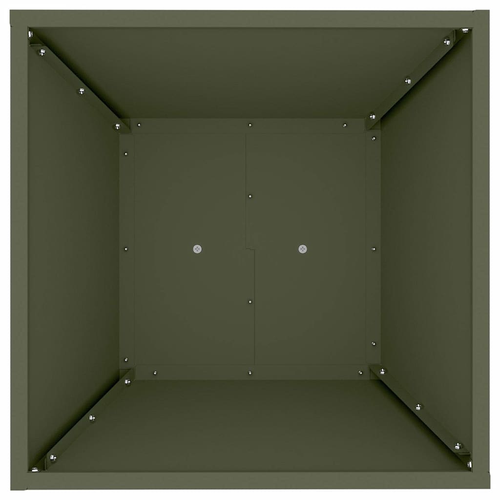 Vaso a Pilastro 2 pcs Oliva 40 x 40 x 100 cm Acciaio