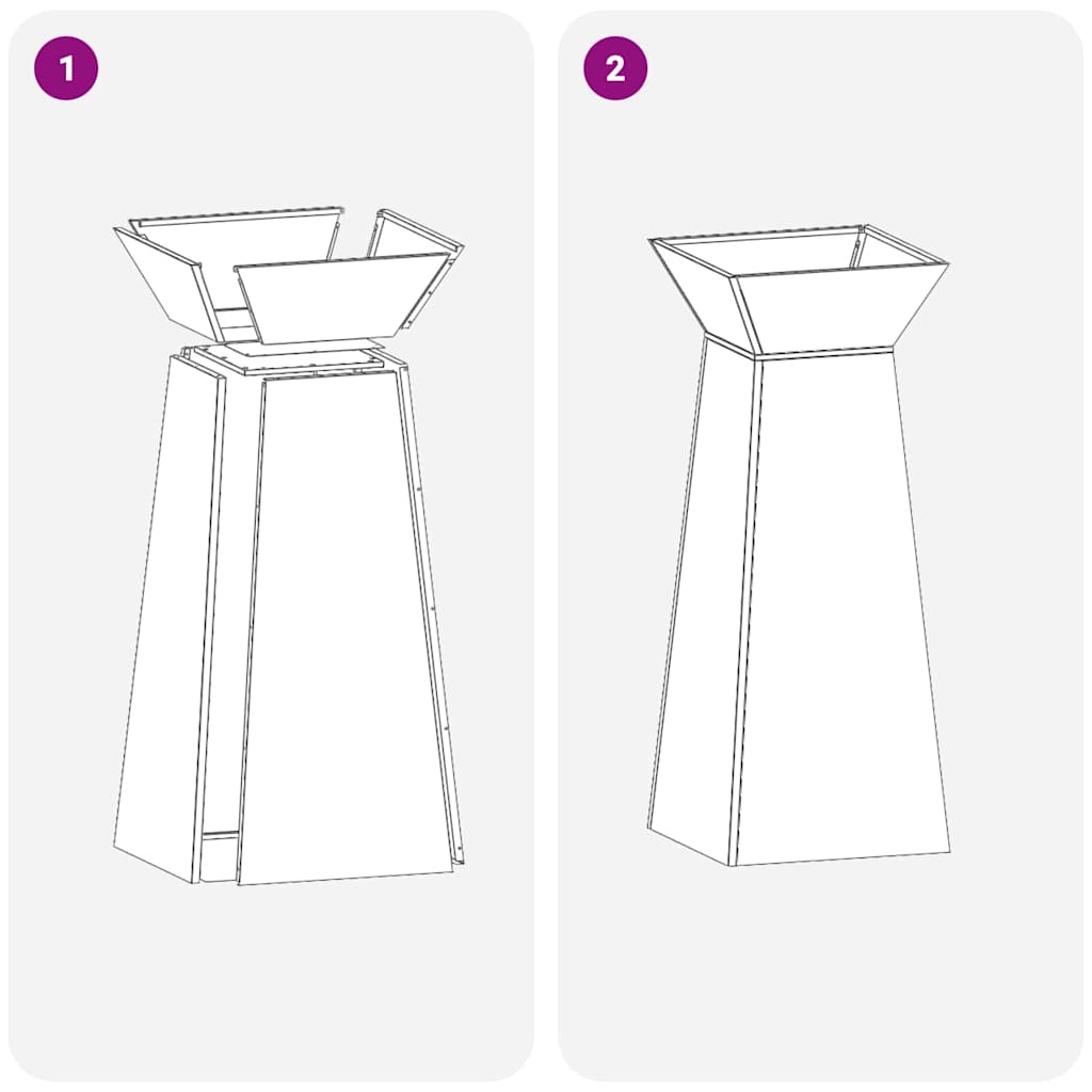 Vaso a Pilastro Argento 40 x 40 x 100 cm Acciaio