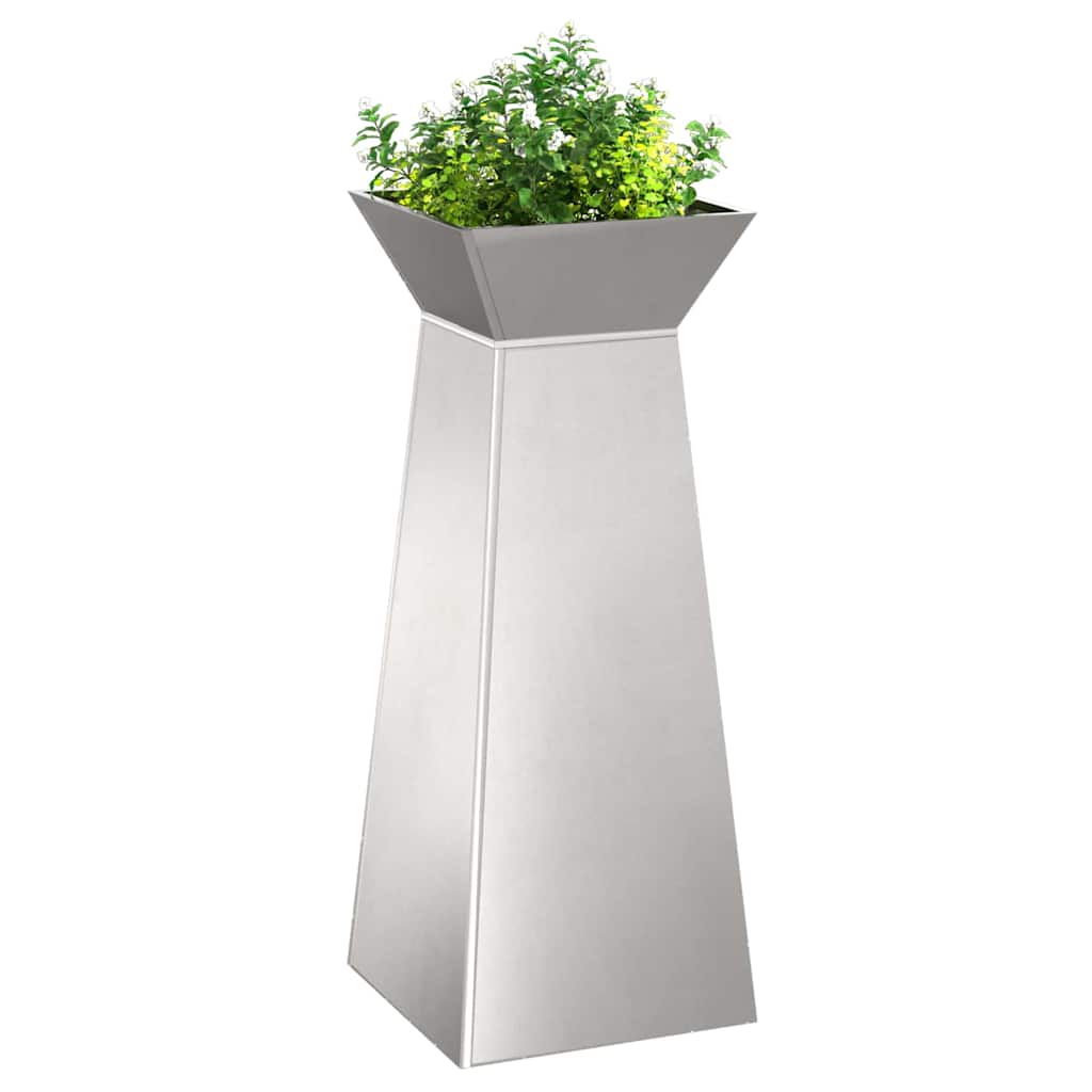 Vaso a Pilastro 2 pcs Argento 40 x 40 x 100 cm Acciaio