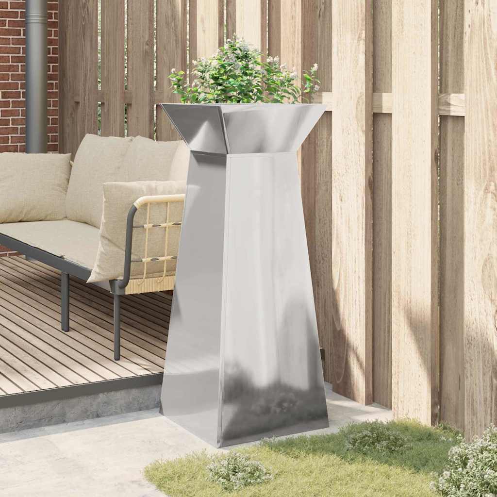 Vaso a Pilastro Argento 40 x 40 x 100 cm Acciaio