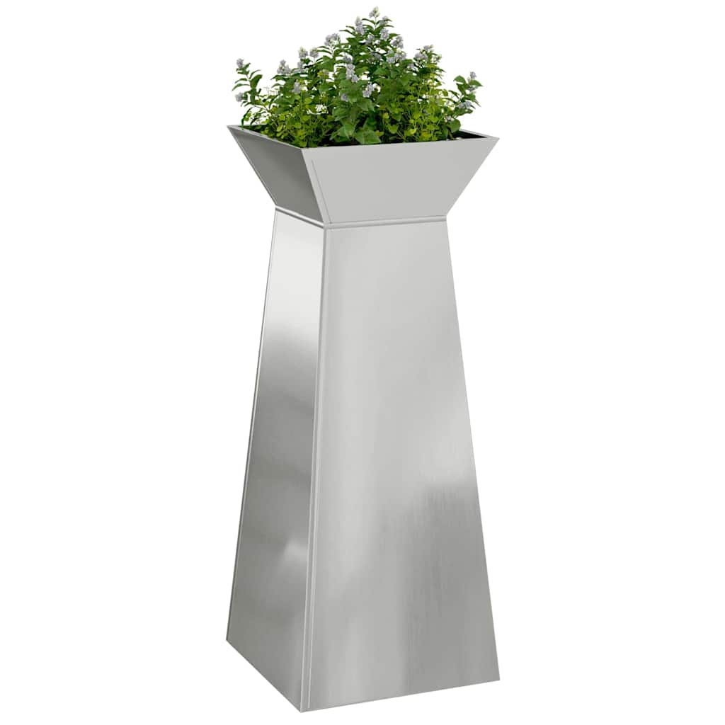 Vaso a Pilastro Argento 40 x 40 x 100 cm Acciaio