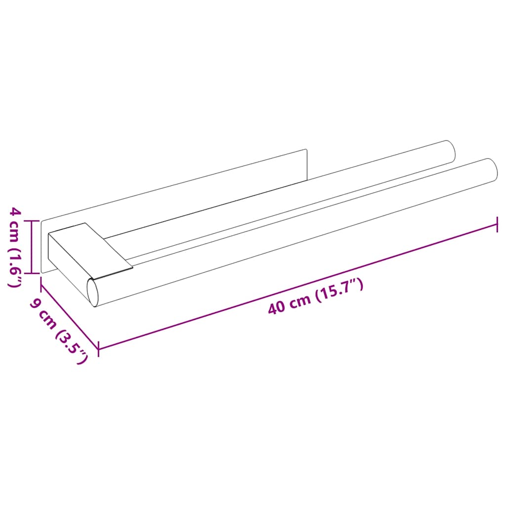 Porta asciugamani Argento 40 x 9 x 4 cm Acciaio inossidabile | homemem39