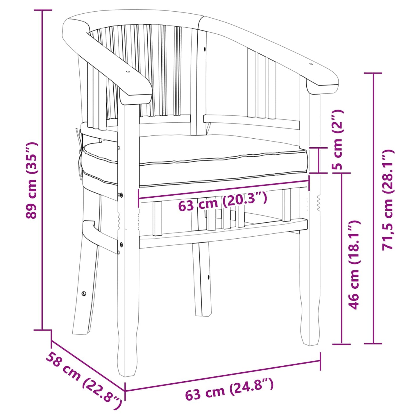 Sedia 2 pz Marrone Legno di teak solido