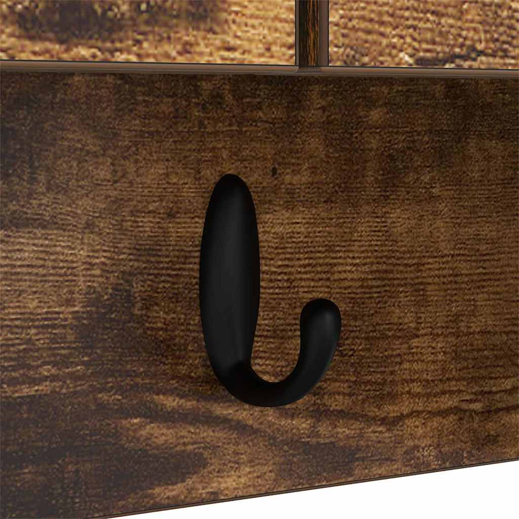 Appendiabiti a muro con lo scaffale Rovere fumo 50 x 20 x 30 cm