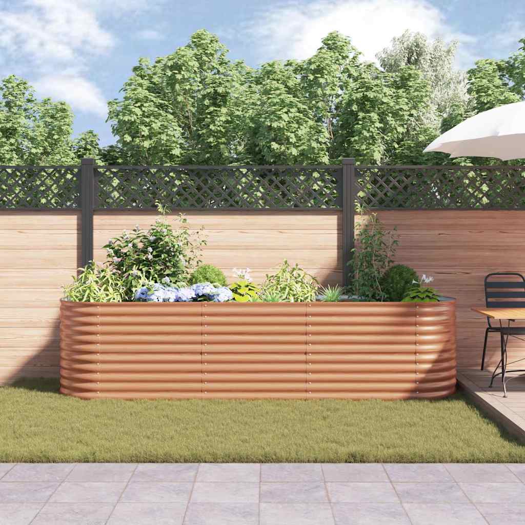 Letto rialzato da giardino Marrone 320 x 80 x 81 cm Acciaio