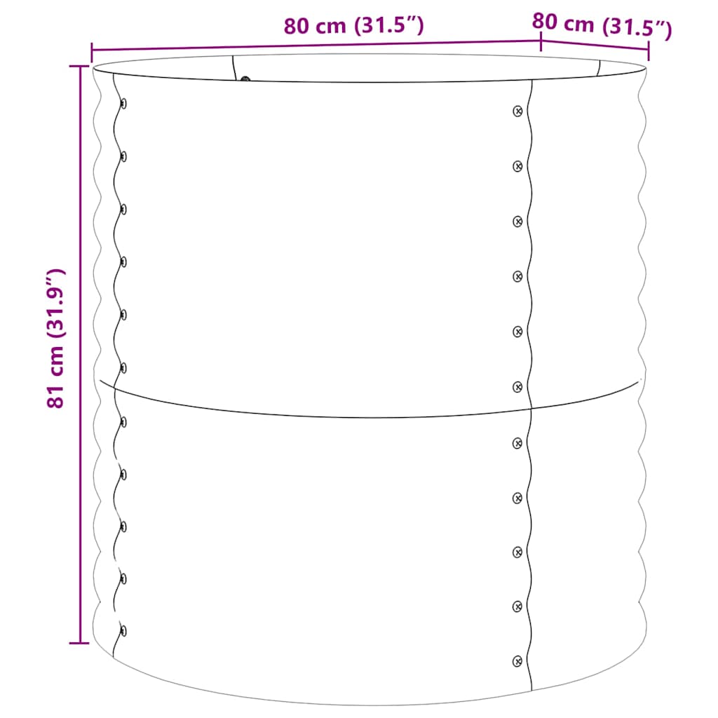 Letto rialzato da giardino Marrone 80 x 80 x 81 cm Acciaio