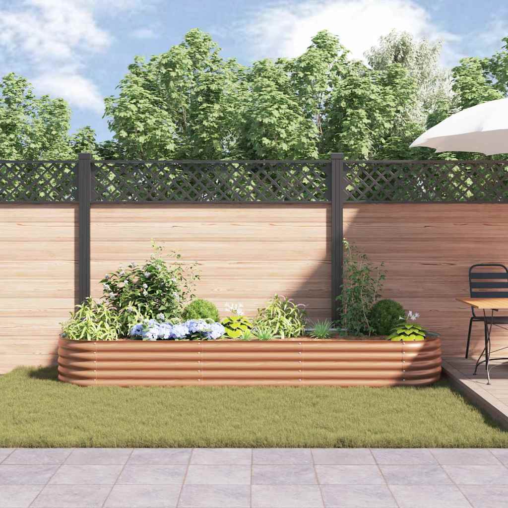 Letto rialzato da giardino Marrone 320 x 80 x 44 cm Acciaio