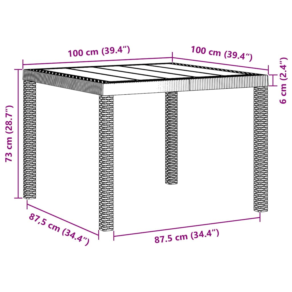 Tavolo da Giardino Bianco 100 x 100 x 73 cm polyrattan